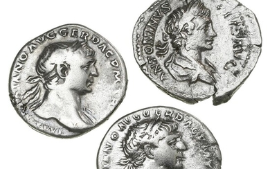 Roman Empire, Caracalla, 198–217, Denarius, RIC 130a, 3.23 g; Trajan, 98–117, Denarius,...