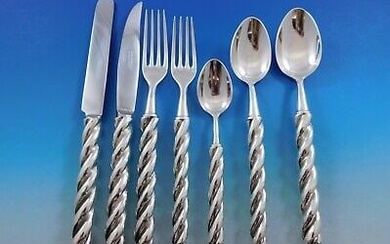 Rope French Silverplate Flatware Silverware Service for 12 Set 84 pieces