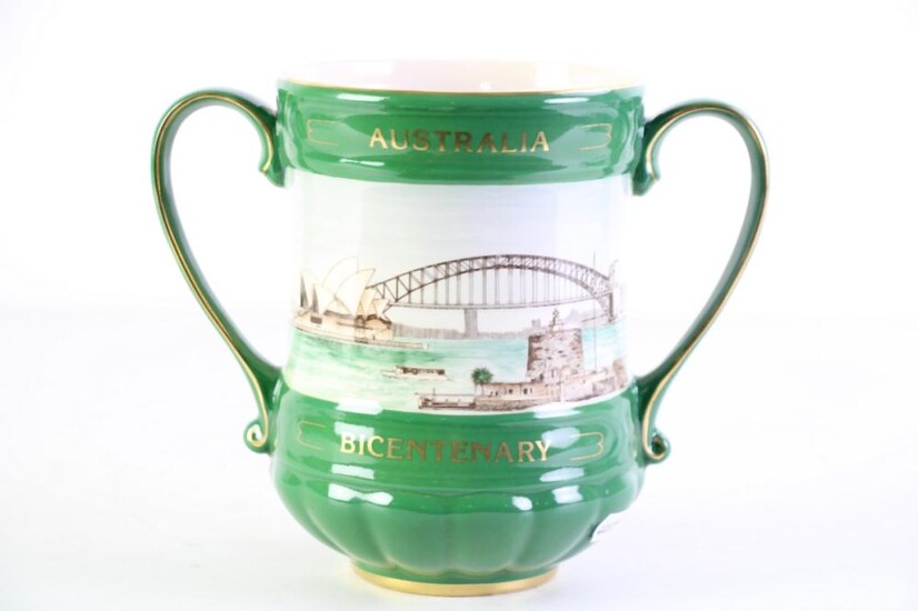 Royal Doulton "Australia - Past to Present" Bicentennial Double Handled Urn (H:16.5cm) limited ed no.349/350