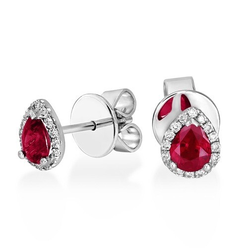 Ruby Earrings set with 0.53ct. Rubies and 0.08 ct. diamonds....