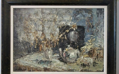 Russian Acrylic Abstract Still Life, Signed