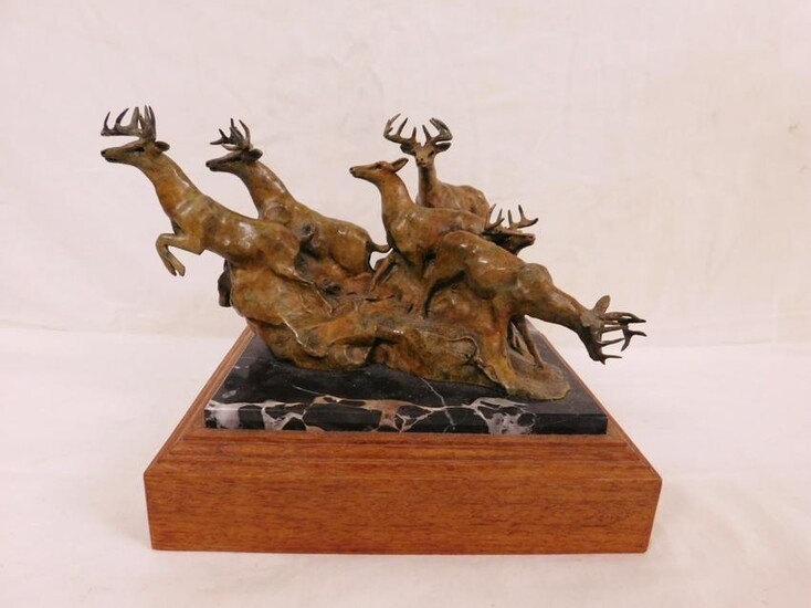 S. (herry) Sander Bronze Stags Sculpture