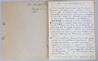 SERGE GAINSBOURG & BORIS VIAN : Un manuscrit... - Lot 165 - Coutau-Bégarie