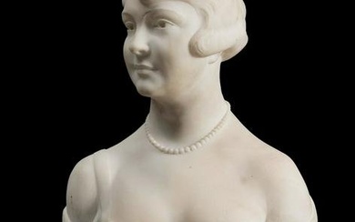 SERGE ZELIKSON (Polotsk, Bielorrusia, 1890, Paris-1966). Female bust. Alabaster. Signed.
