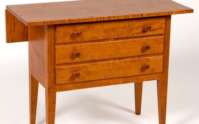 SHAKER-STYLE TIGER MAPLE FALL-LEAF SEWING / WORK TABLE