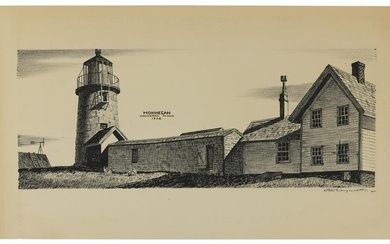 STOW WENGENROTH (New York/Massachusetts, 1906-1978), "Monhegan Maine", 1938., Drybrush drawing on