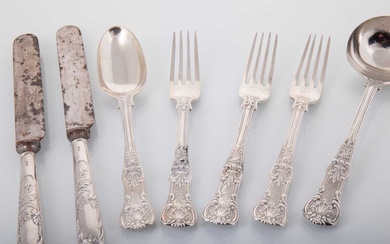 SUITE OF VICTORIAN SILVER FLATWARE CHAWNER & CO., LONDON 1840s