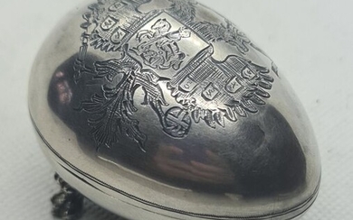 Schweiz - Handgravierte Ei -Taschenuhr in Silber - Doppeladler mit Hlg, Georg - Men - um 1880