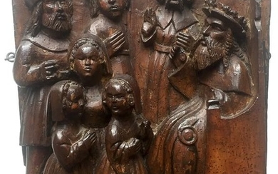 Sculpture, retable carving depicting the Presentation of Mary at the Temple - Gothic - Walnut - circa 1500