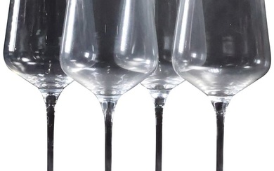 Set of 4 Crystal Glass Wine Glasses Barware, has a Monogram marking on base