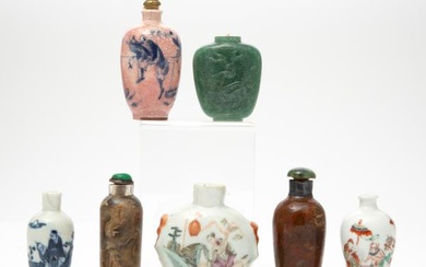 Seven Chinese Snuff Bottles Height of largest 3 "