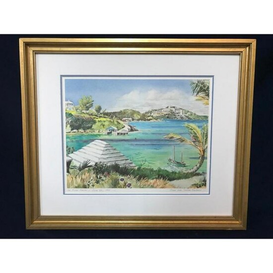 Signed Limited Lithograph, View Over Castle Harbour