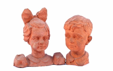 Signed Roovers 1937, 2 ceramic busts