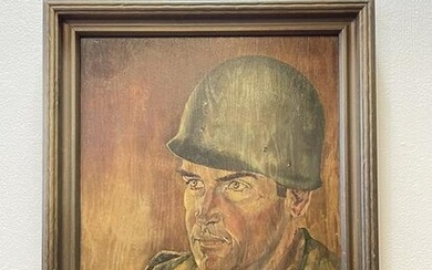 Oil on Board WW2 Soldier signed Forester