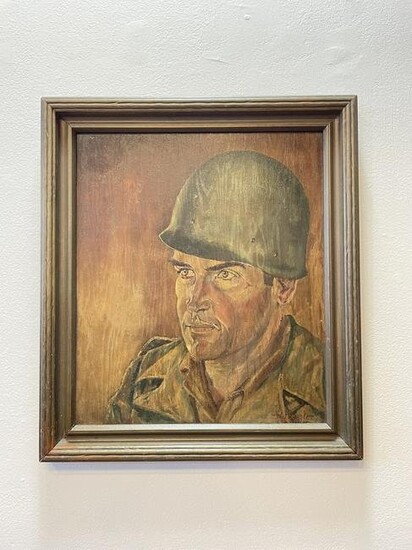 Oil on Board WW2 Soldier signed Forester