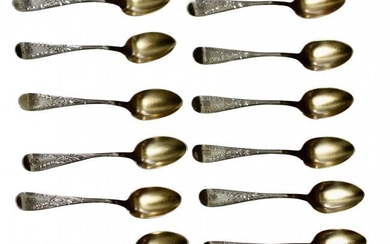 Silver Set of Twelve Demitasse Spoons in a Fitted Case