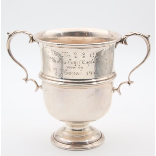 Silver Trophy Cup Edwardian with Side Handles