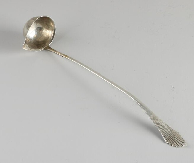 Silver morel spoon, 833/000, with round bowl and