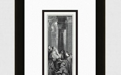 Sir Peter Paul Rubens The Presentation 1862 Engraving Signed