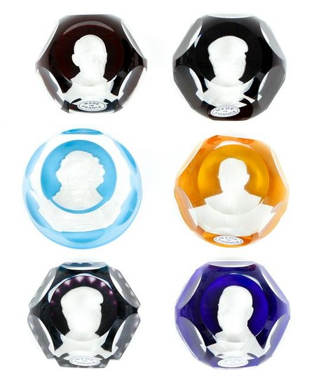 Six Baccarat Limited Edition Sulphide Paperweights
