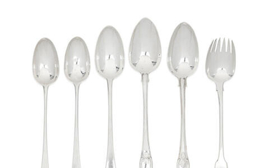 Six silver basting / serving spoons