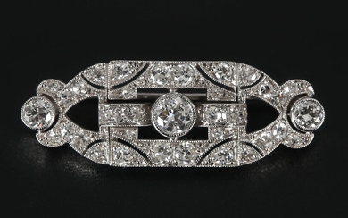 Small Art Deco Diamond Set Platinum Panel Brooch