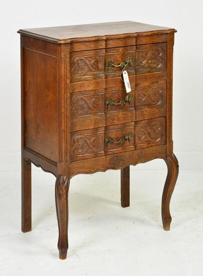 Small Country French Carved 3 Drawer Chest