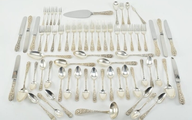 Steiff sterling silver heavy floral repousse 65 piece
