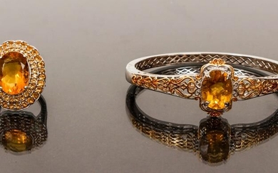 Sterling Citrine Jewelry Bracelet Ring