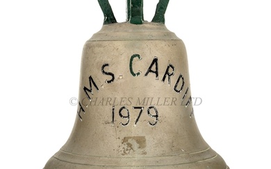 THE SHIP'S BELL FROM H.M.S. CARDIFF, 1979 cast and brass-ins...