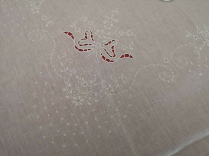 Tablecloth pure linen embroidery Stitch full by hand (12) - Linen