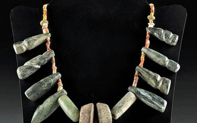 Tairona Jade & Shell Bead Necklace w/ Stone Pendants