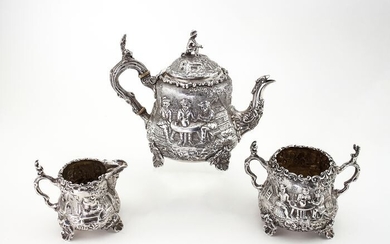Tea service (3) - .925 silver - Charles Stuart Harris - U.K. - 1886