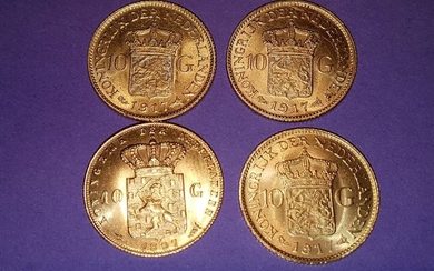 The Netherlands - 10 Gulden 3 x 1917 / 1 x 1897 - Gold
