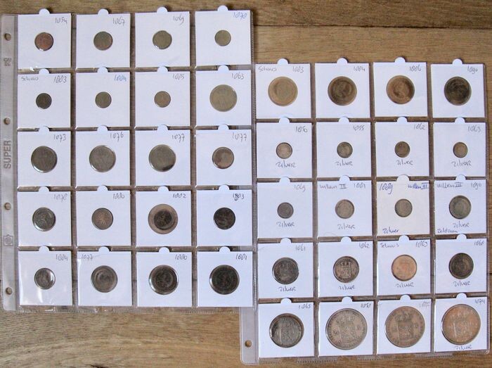 The Netherlands - ½ Cent t/m 2½ Gulden 1850/1890 Willem III (40 verschillende) w.o. 16x zilver