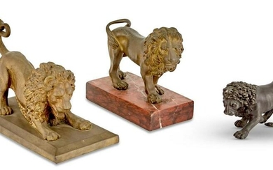 Three Bronze Figures of Lions