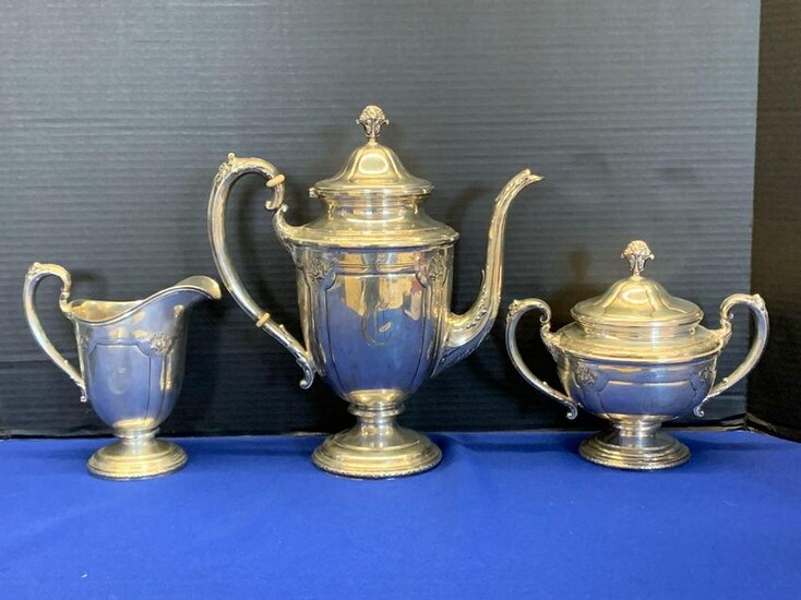 Three-piece Towle Louis XIV Tea Service