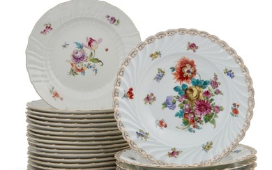 Twenty-four German porcelain plates and bowls