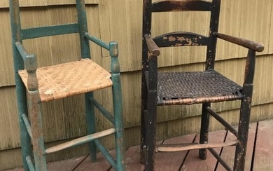 Two Antique 19th C American Children's Highchairs