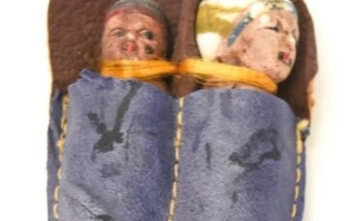 Two Antique All Bisque Native American Dolls