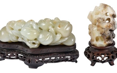 Two Chinese Jade Carvings with Stands