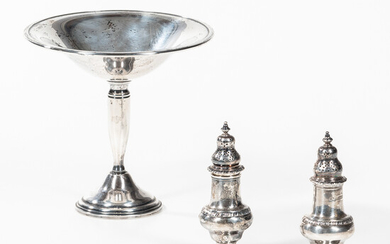 Two George V Sterling Silver Casters and Towle Sterling Silver Tazza