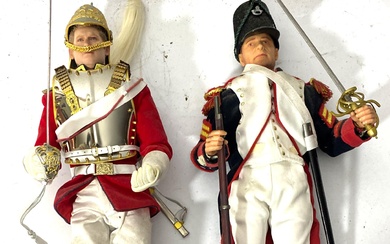 Two Napoleonic Infantry Action Figure including Guard with Plume Detail Gilt Helmet