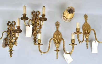 Two Pair Brass 2-Light Wall Sconces
