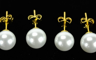 Two Pairs of 6mm Pearl Stud Earrings