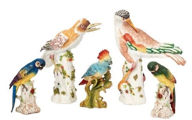 Two Paris porcelain models of birds, probably...