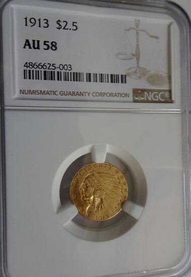 USA - 2 1/2 Dollar 1913 Indian Head in slab - Gold