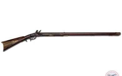 Unique Highly Folk Art Decorated Unknown Kentucky Flintlock Rifle