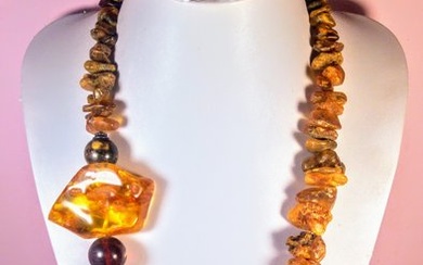 Unique Italian style Vintage Baltic Amber necklace - Amber - 78 cm - 50 mm
