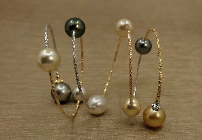 United pearl - 10x11mm Tahitian and South Sea Pearls - 18 kt. Tricolour - Bracelet